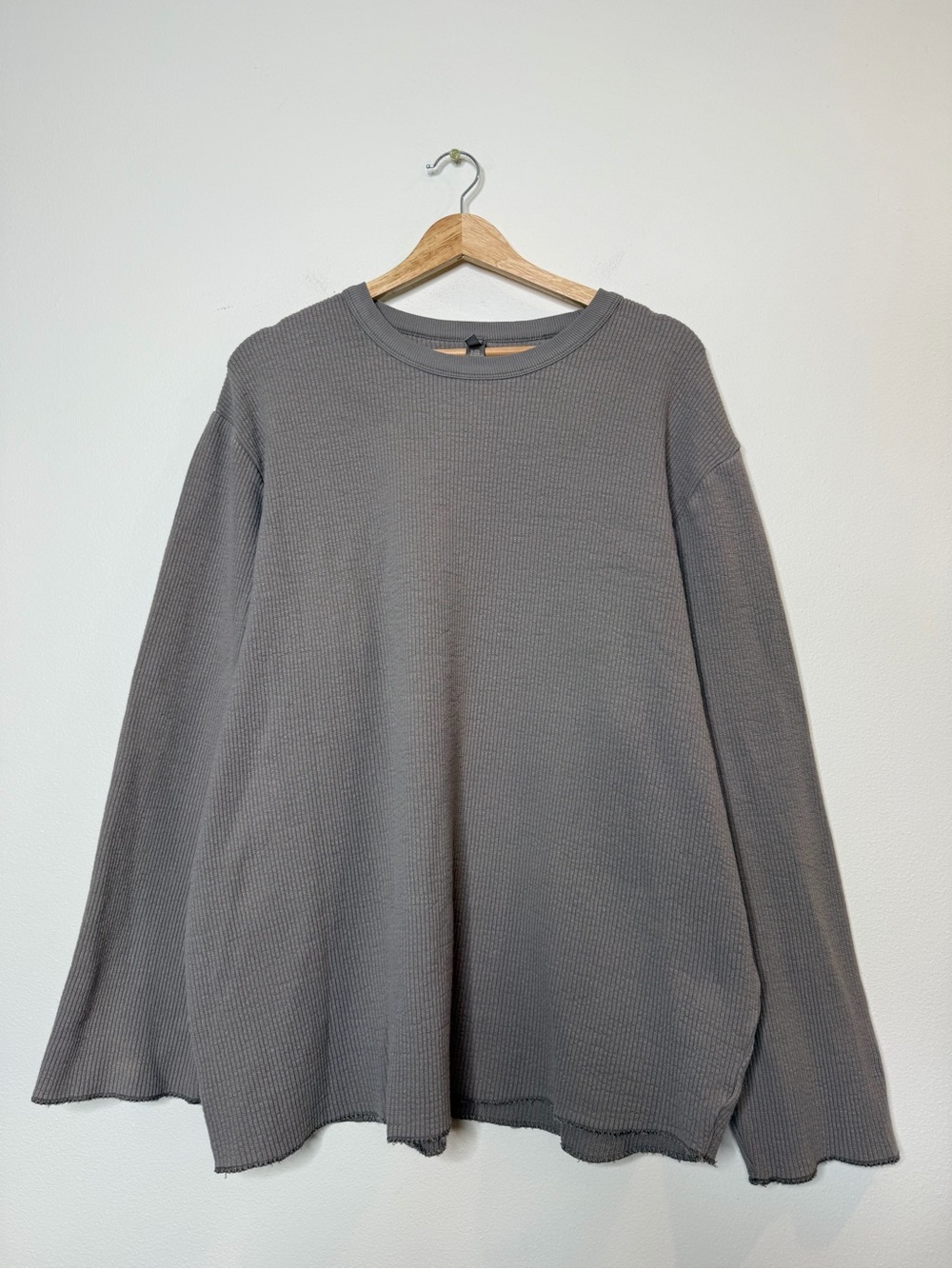 Skims Heavyweight Raw Hem Oversized Relaxed Thermal Pullover in dark grey XL